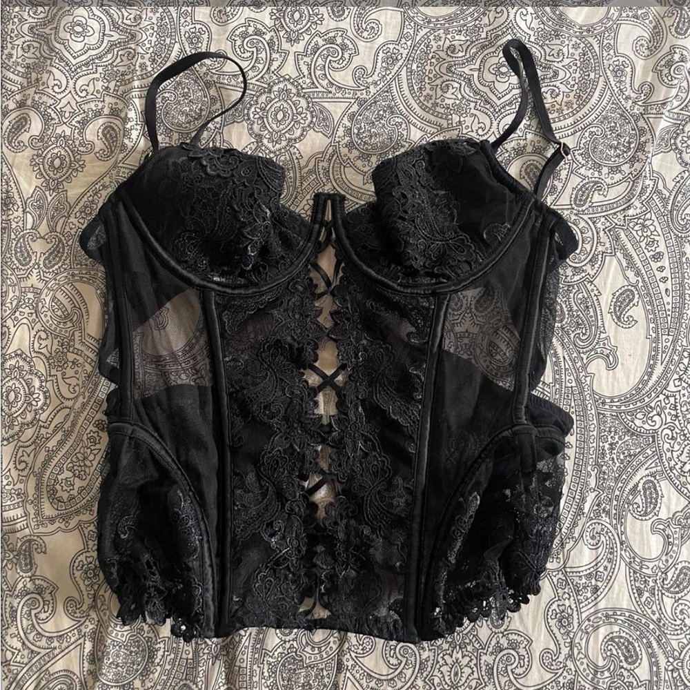 Victoria’s Secret Black Lace Bustier Corset
